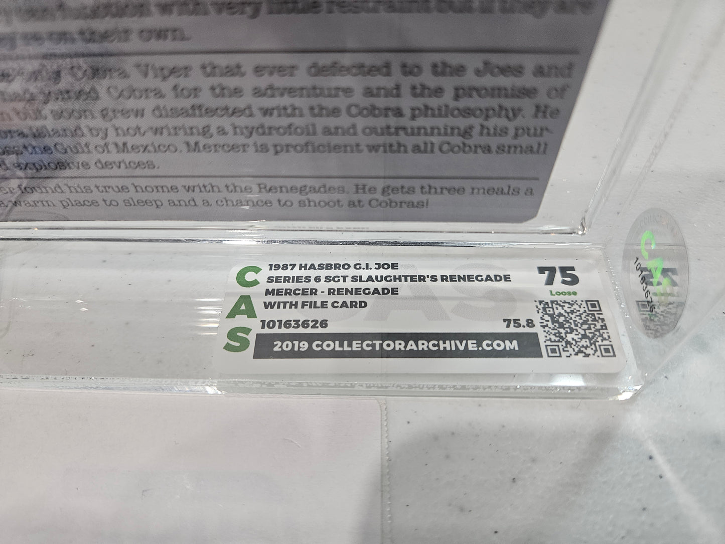 1987 Hasbro G.I. Joe - Mercer W/ File Card, CAS 75 *Loose