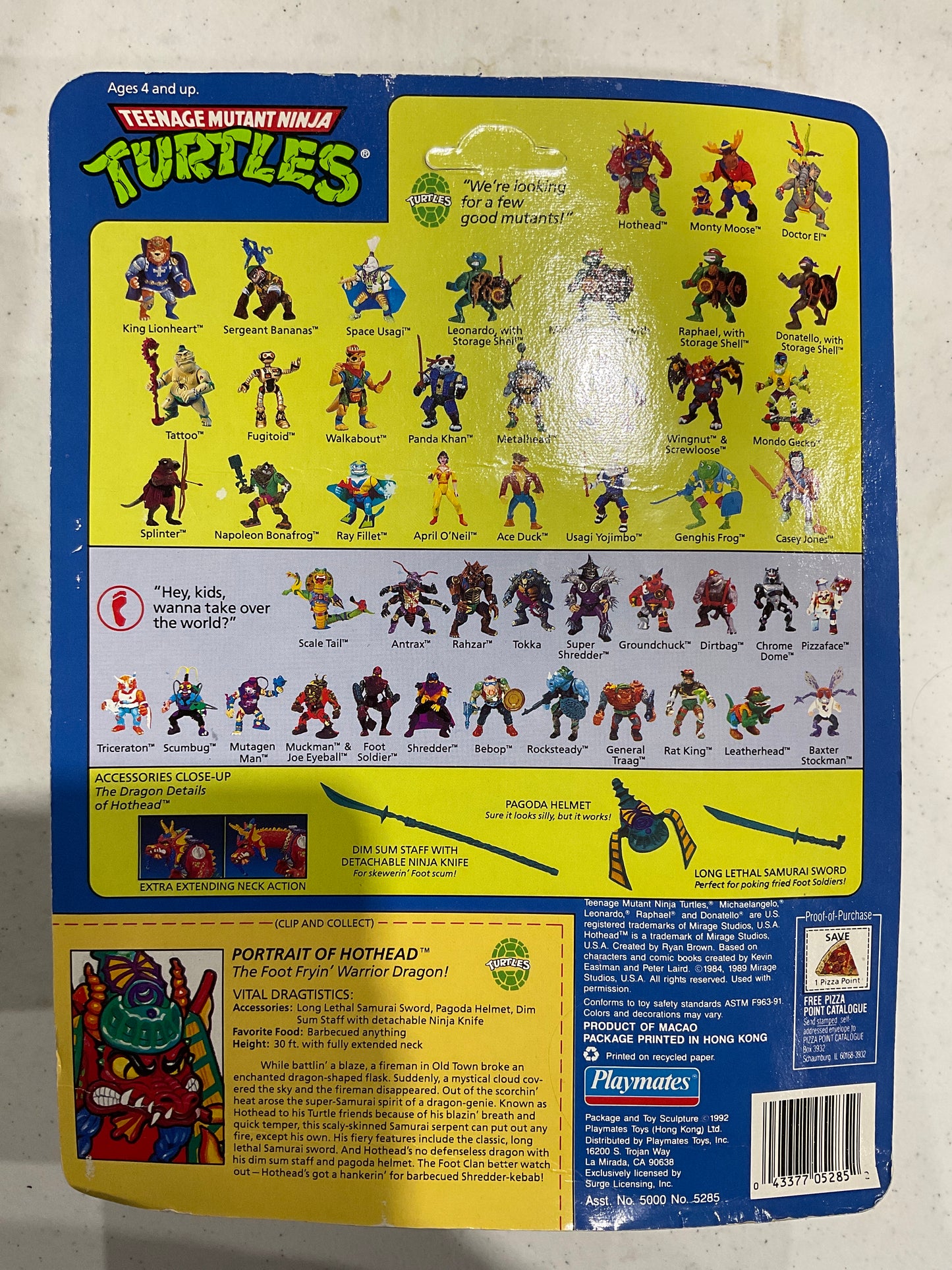 1992 TMNT 5th Anniversary Hothead NM, PARTIALLY BROKEN SEAL