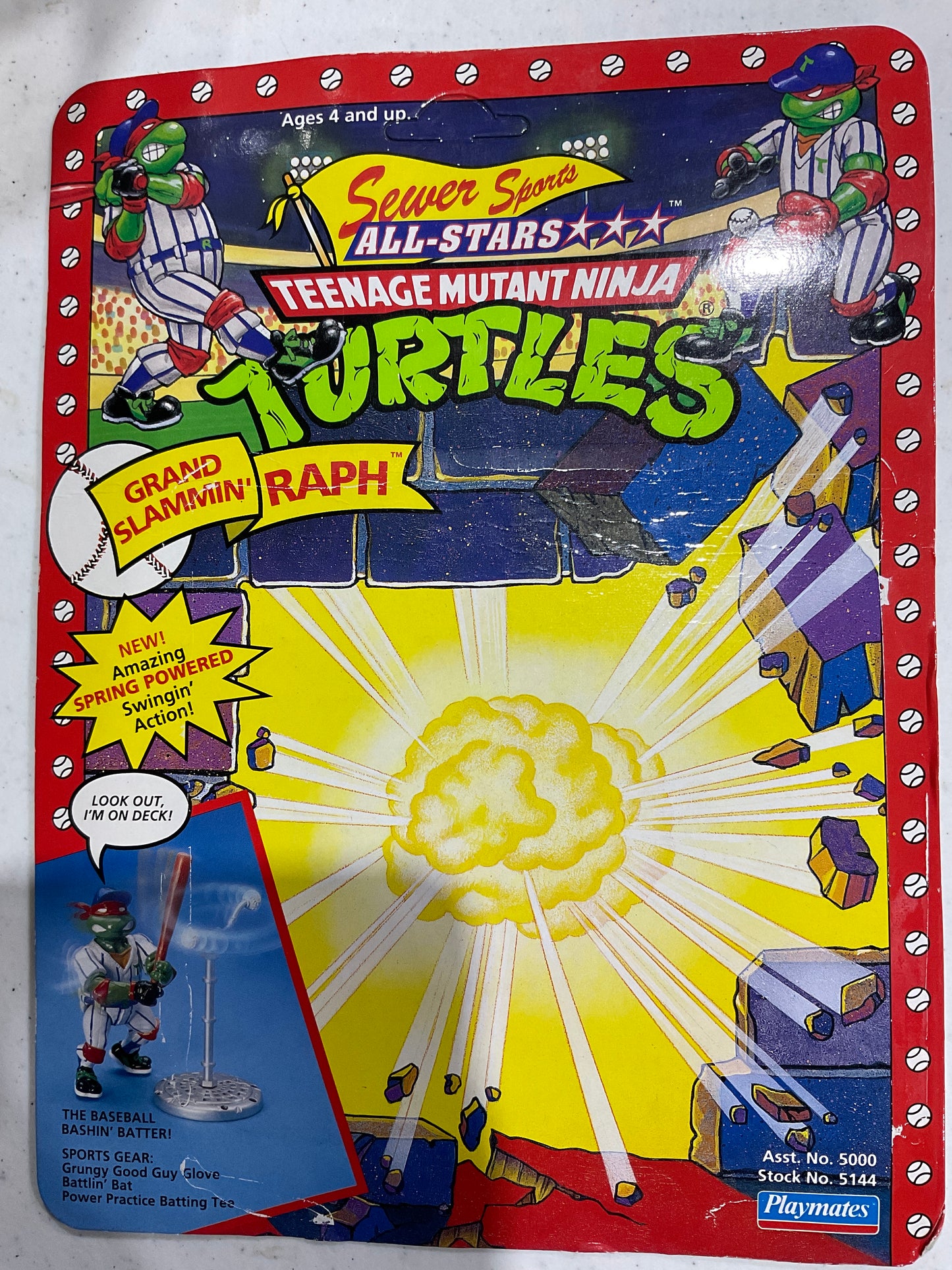 1991 TMNT Sewer Sports All-Stars Grand Slammin’ Raph LOOSE INCOMPLETE