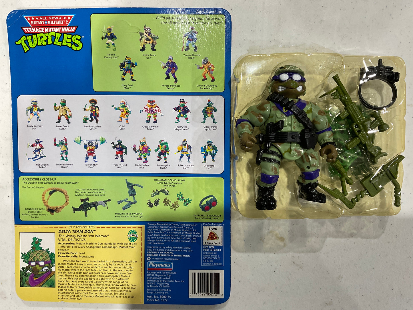 1992 TMNT Mutant Military Delta Team Don, Loose on Card