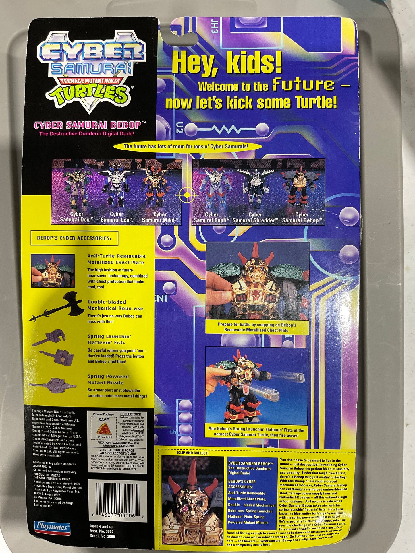 1994 TMNT Cyber Samurai Bebop, COMPLETE, Near-New Condition