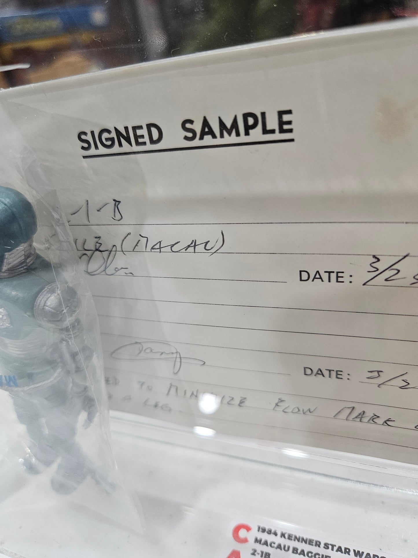1984 Kenner Star Wars Macau Baggie 2-1B Signed Sample CAS 80+