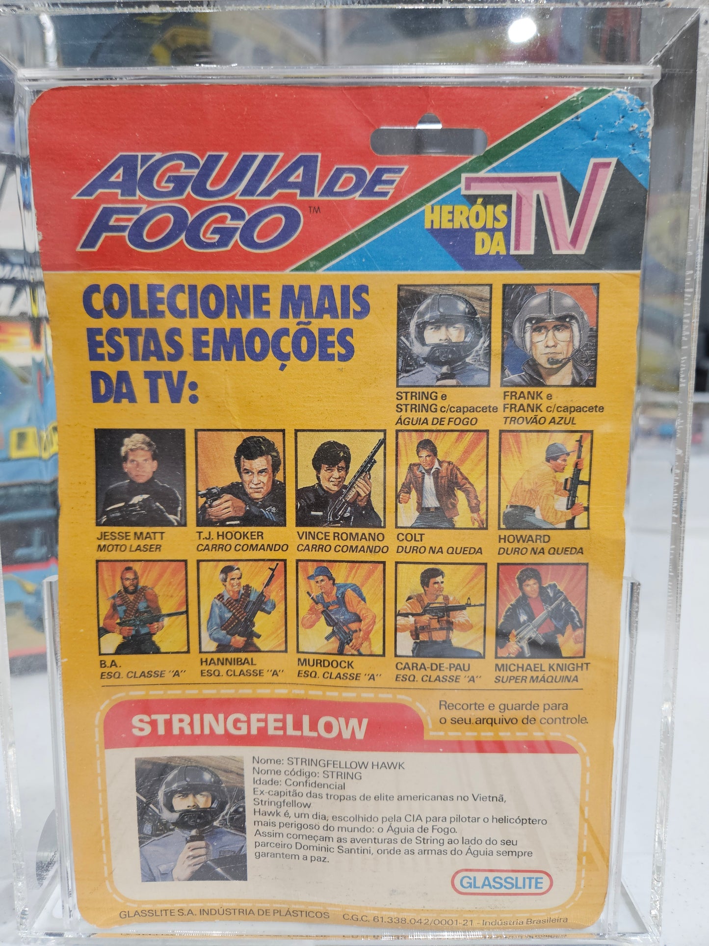1984 Glasslite TV Toys Aqua De Fogo (Airwolf) Stringfellow Hawk CAS 50+