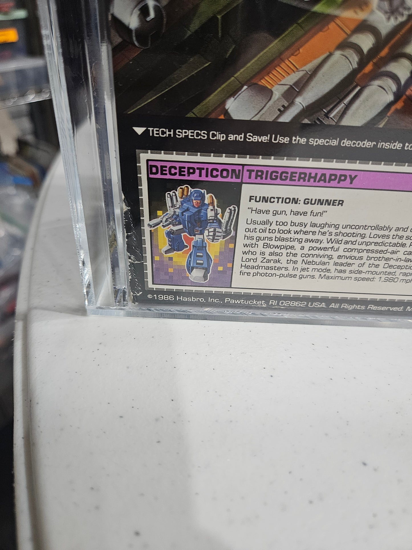 1987 Hasbro Transformers Triggerhappy AFA 75 EX+/NM