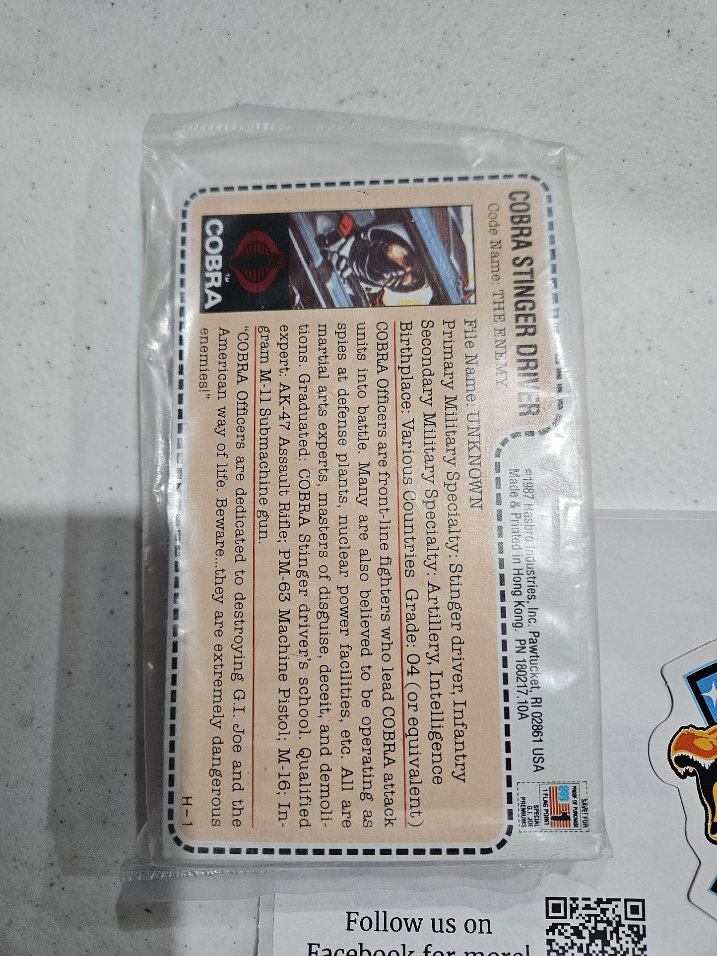 1987 Hasbro GI Joe Cobra Stinger Driver The Enemy Red Card