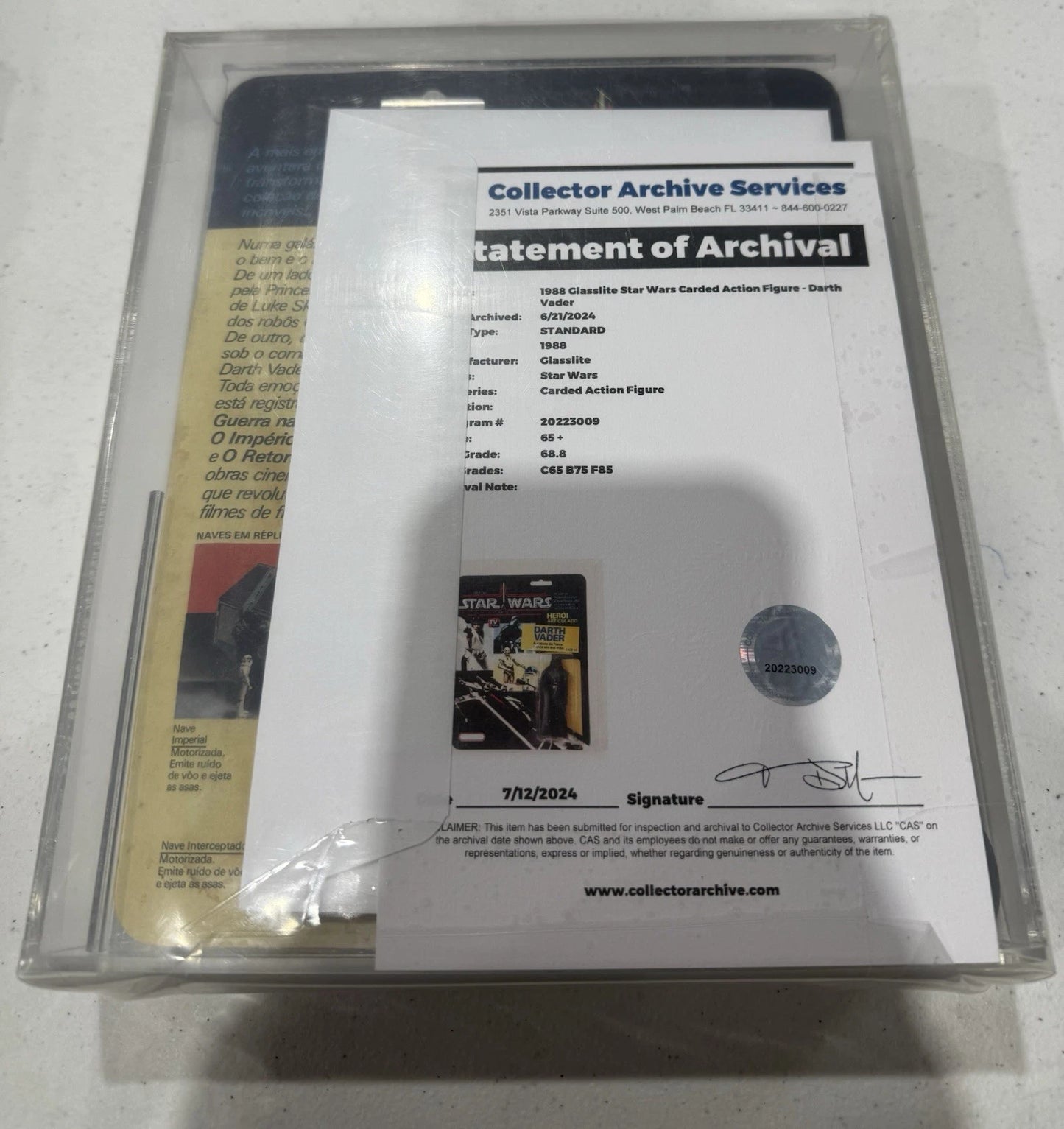 1988 Glasslite Star Wars Darth Vader CAS 65+