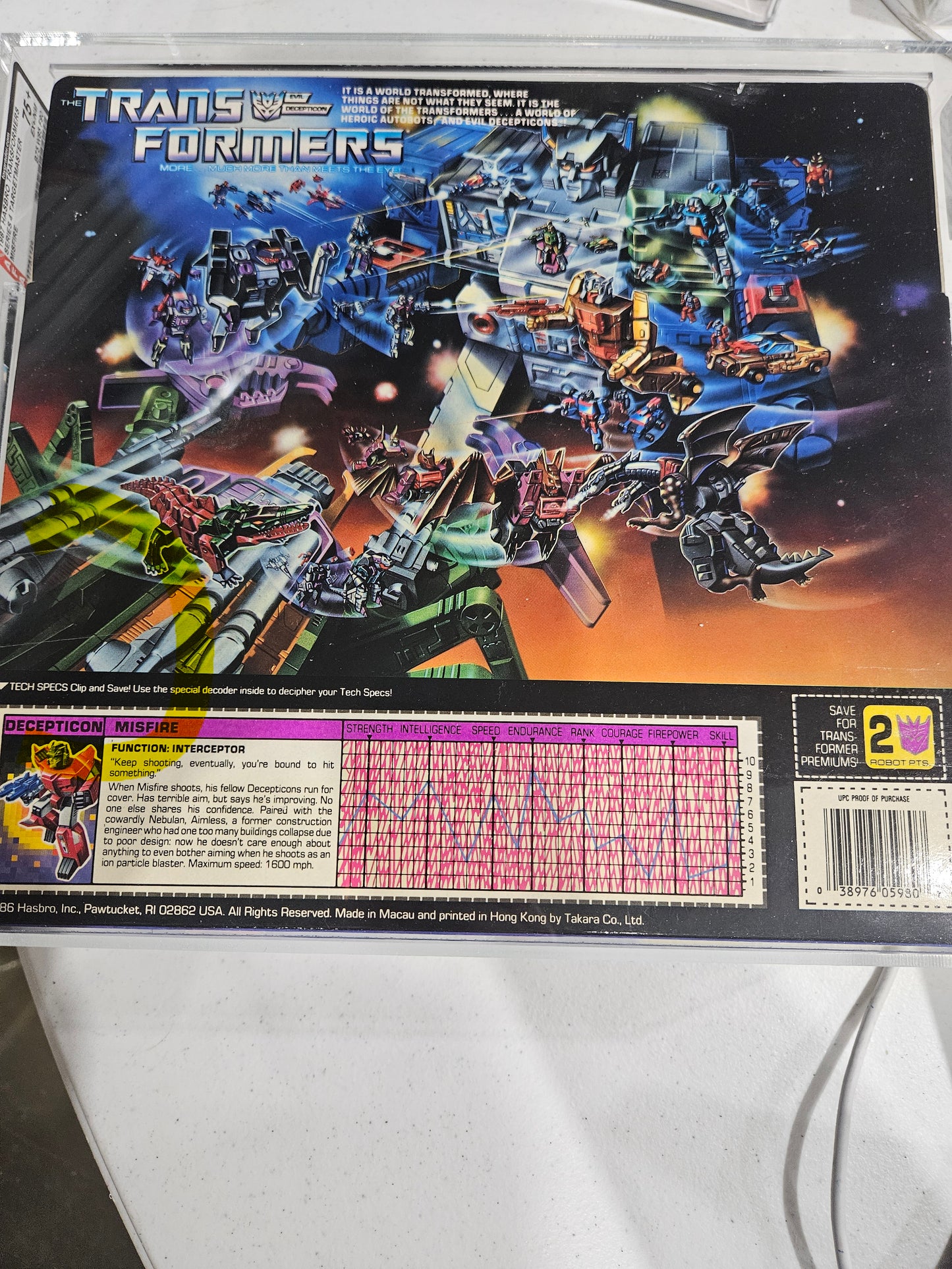 1987 Hsbro Transformers Misfire AFA 75+ EX+/NM