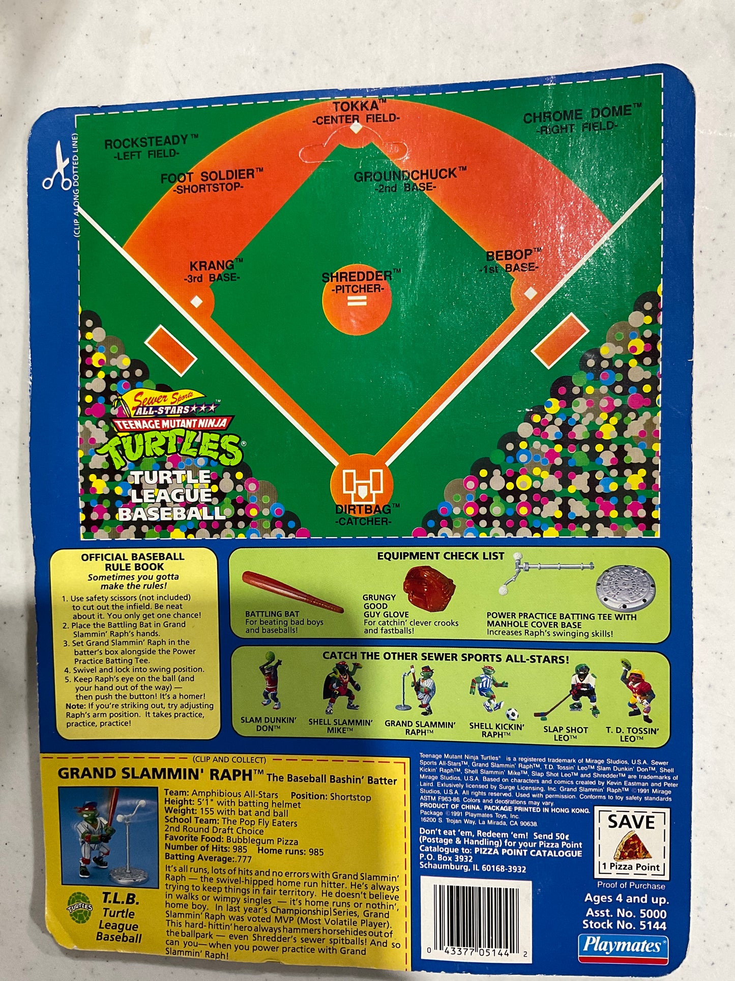 1991 TMNT Sewer Sports All-Stars Grand Slammin’ Raph  LOOSE INCOMPLETE