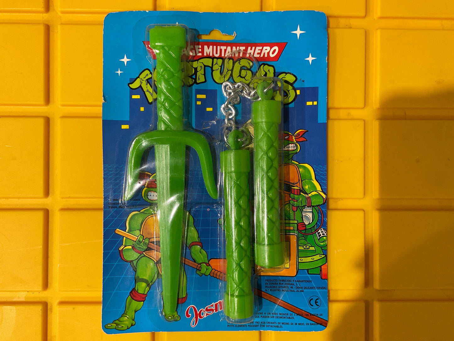 1991 Josman Teenage Mutant Hero Tortugas (TMNT) accessories Set of 3 / *Spain Exclusive