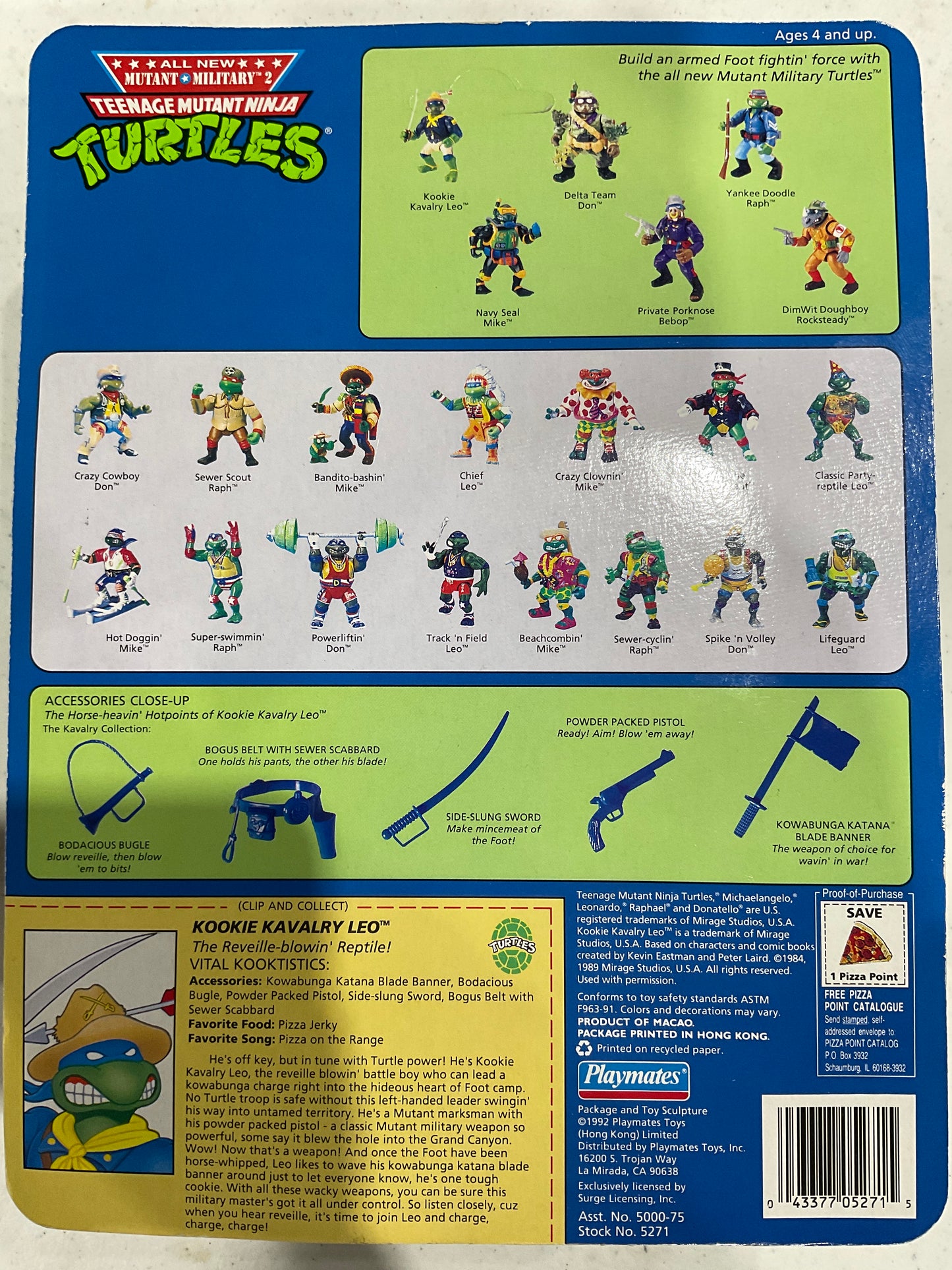 1992 TMNT Mutant Military Kookie Kavalry Leo, DAMAGED BUBBLE