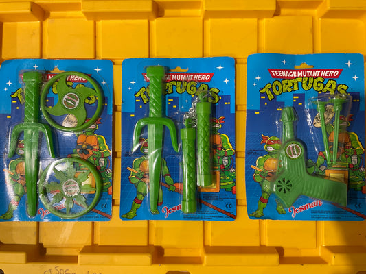 1991 Josman Teenage Mutant Hero Tortugas (TMNT) accessories Set of 3 / *Spain Exclusive