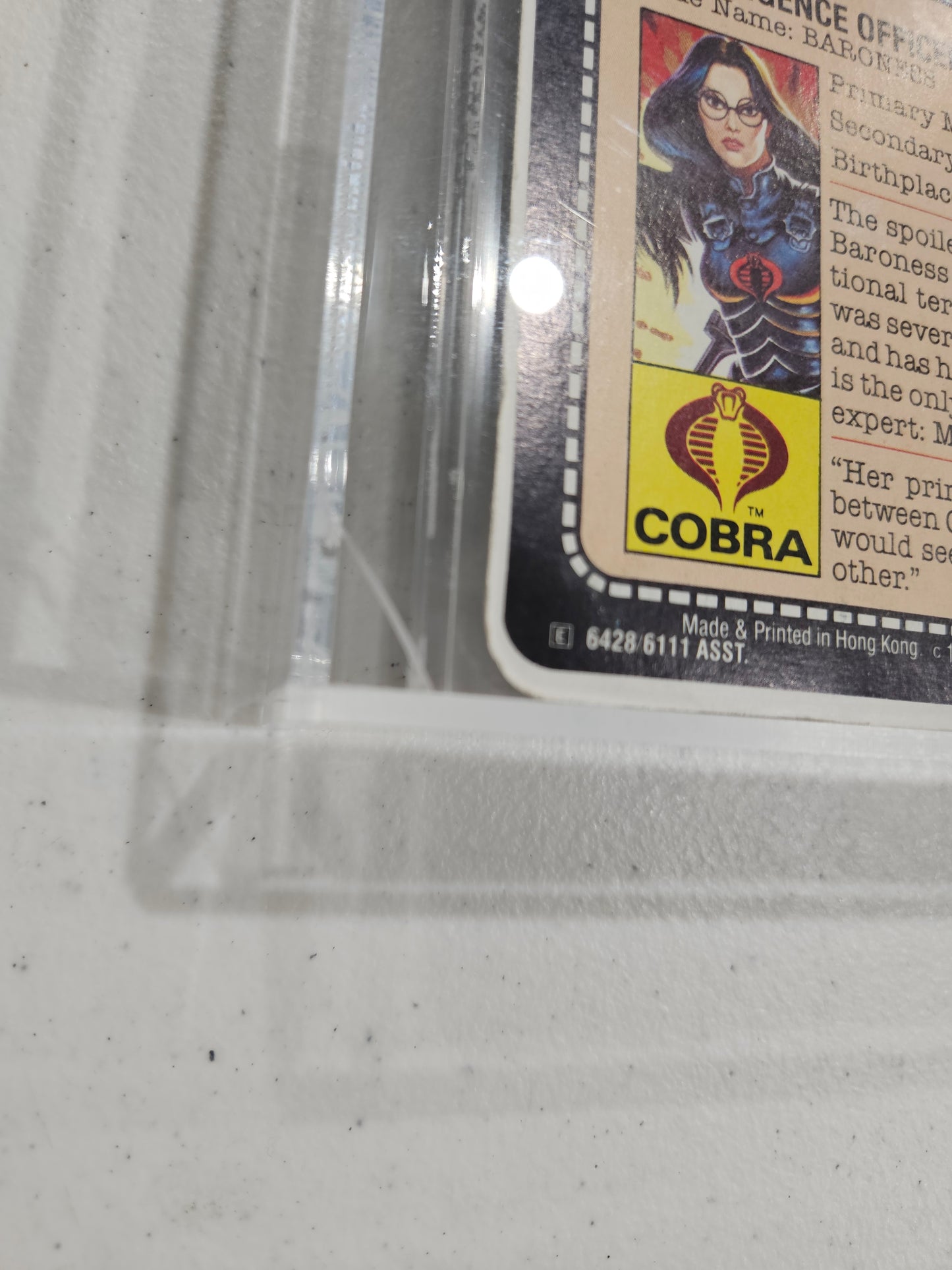 1984 Hasbro GI Joe Baroness Peach Fire Card AFA 85 NM+