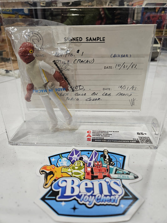 1983 Kenner Star Wars Macau Baggie Admiral Ackbar Signed Sample CAS 85+