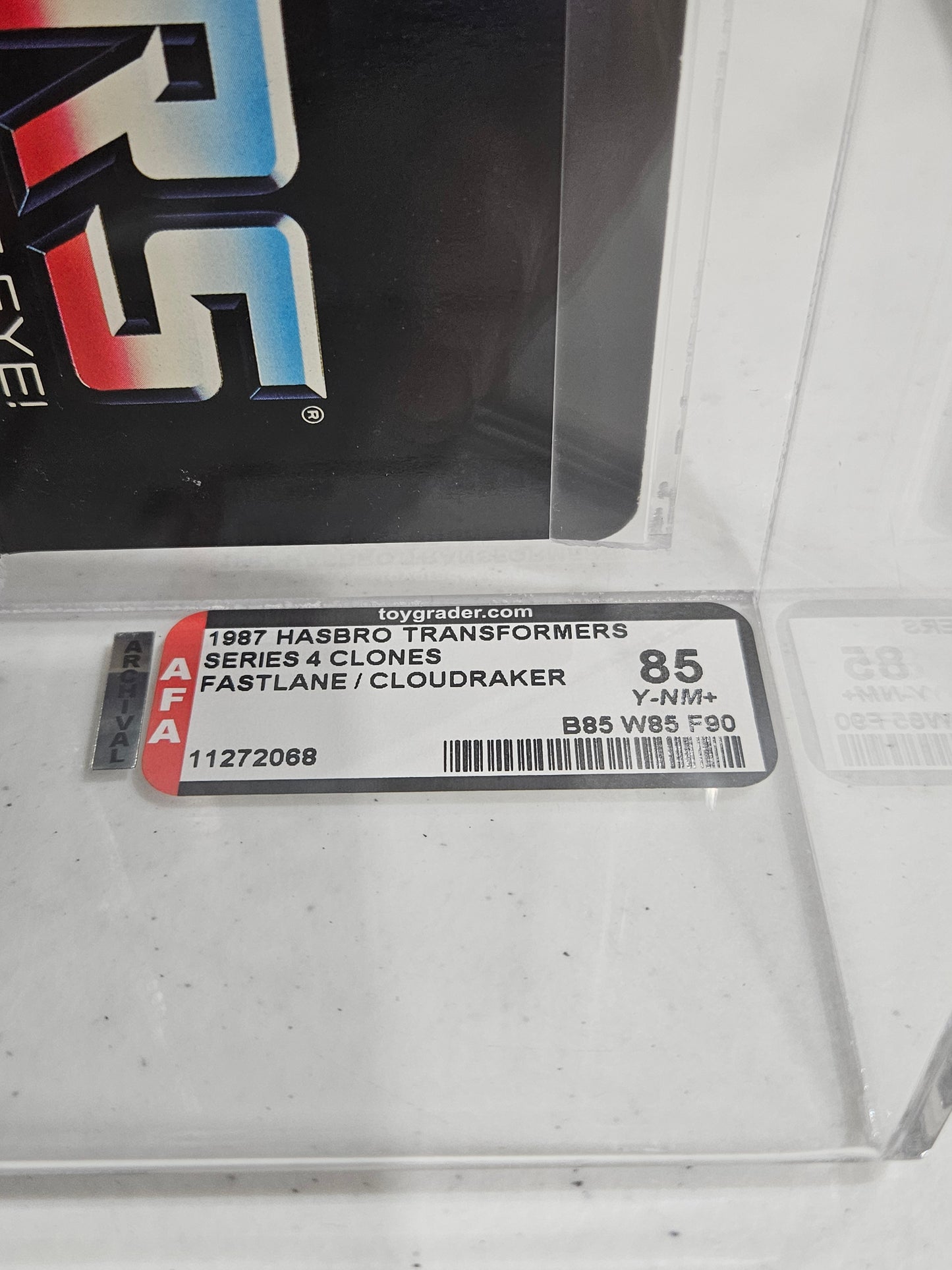 1987 Hasbro Transformers Fastlane Cloudraker AFA 85 Y-NM+
