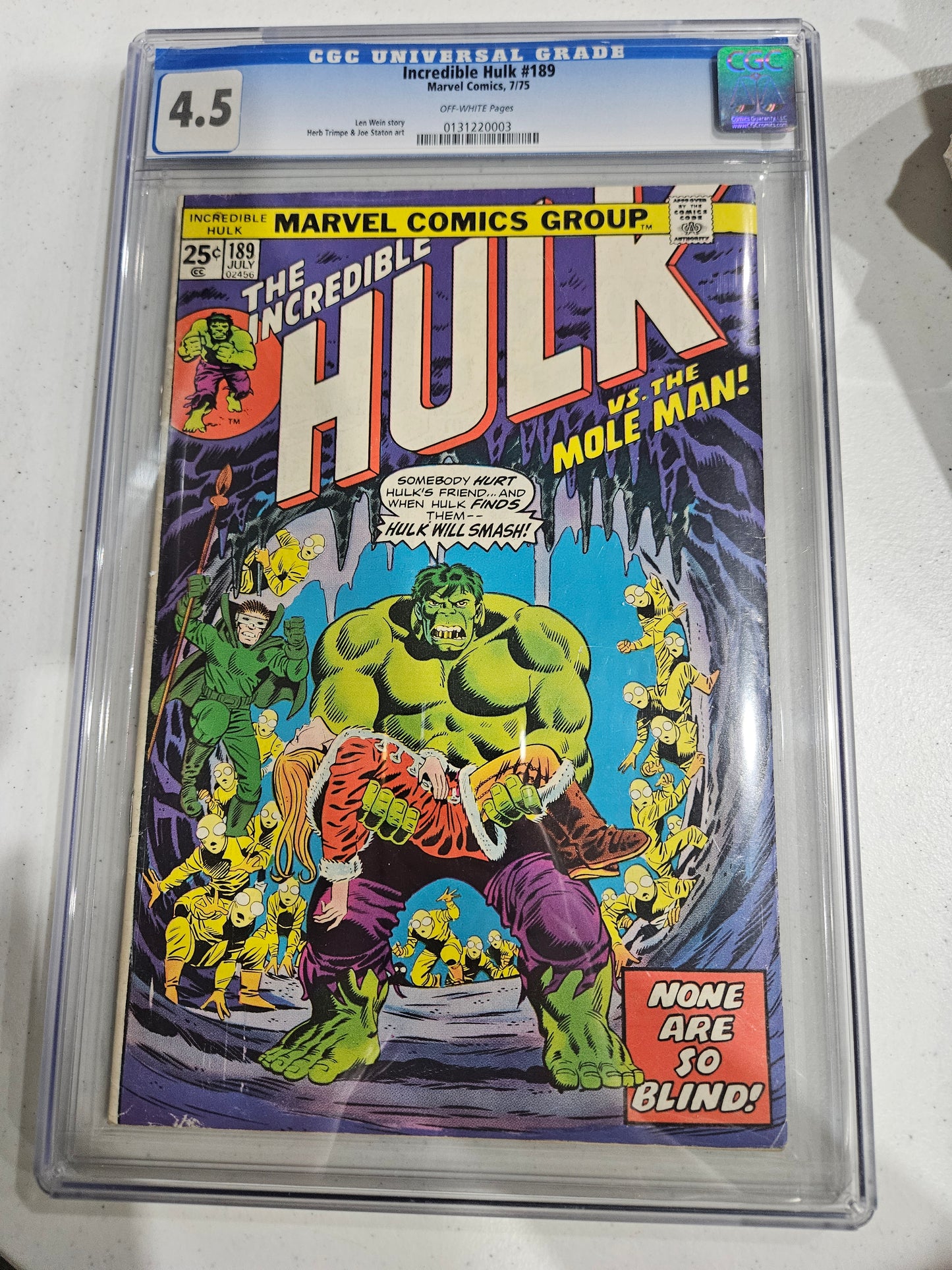 1975 Marvel The Incredible Hulk #189 CGC 4.5