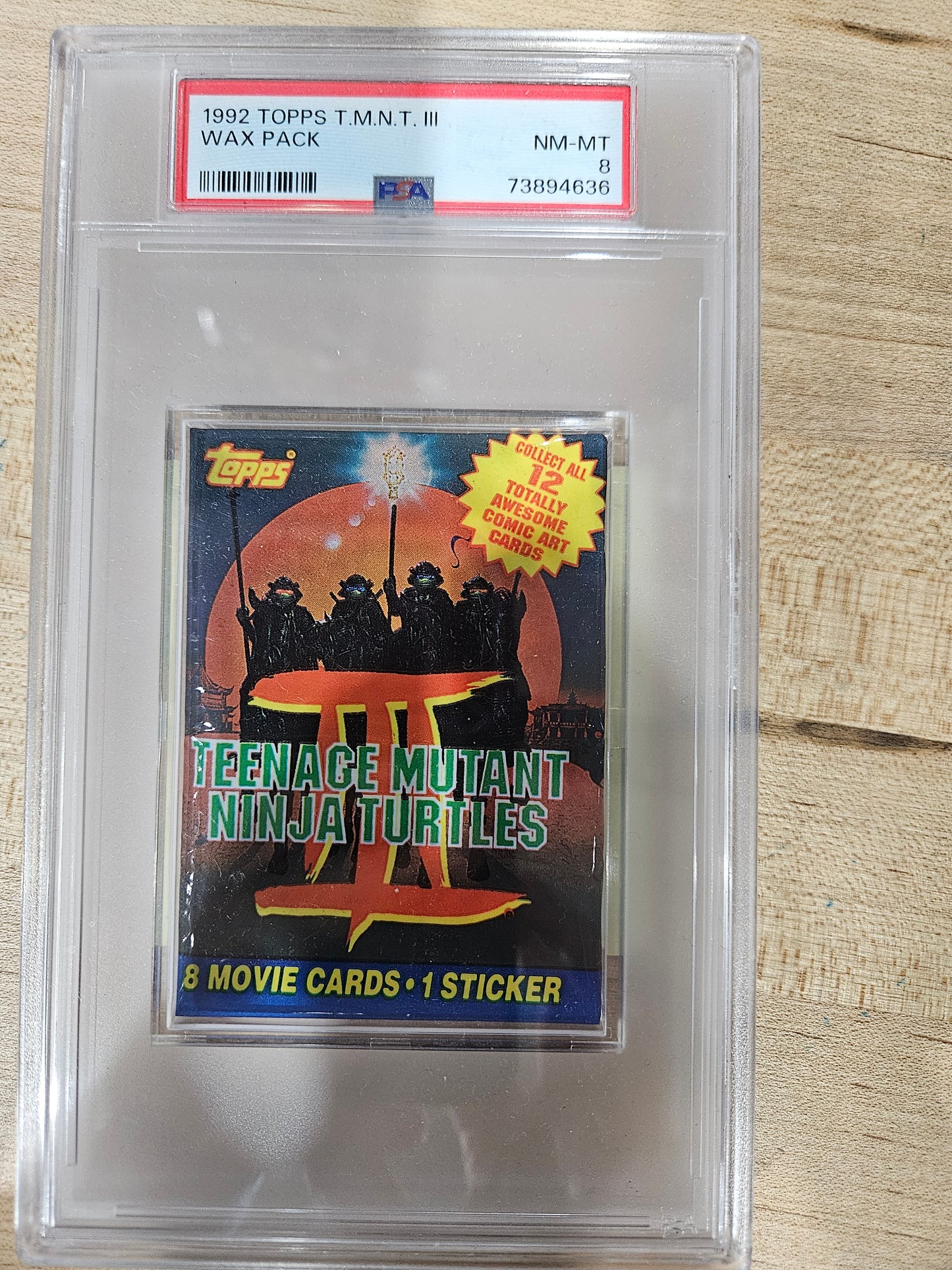 1992 Topps TMNT III Wax Pack PSA 8 NM-MT