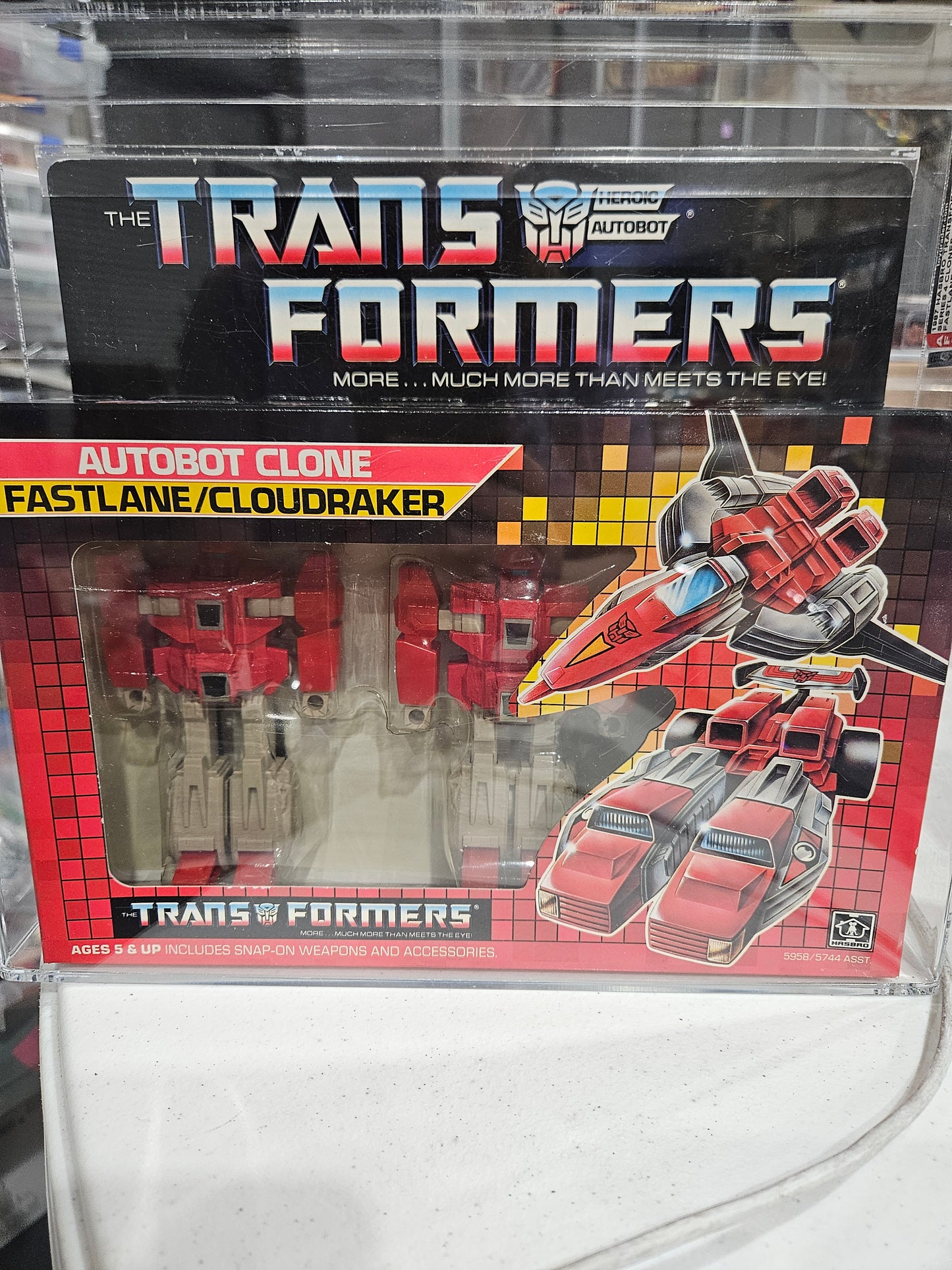 1987 Hasbro Transformers Fastlane Cloudraker AFA 85 Y-NM+