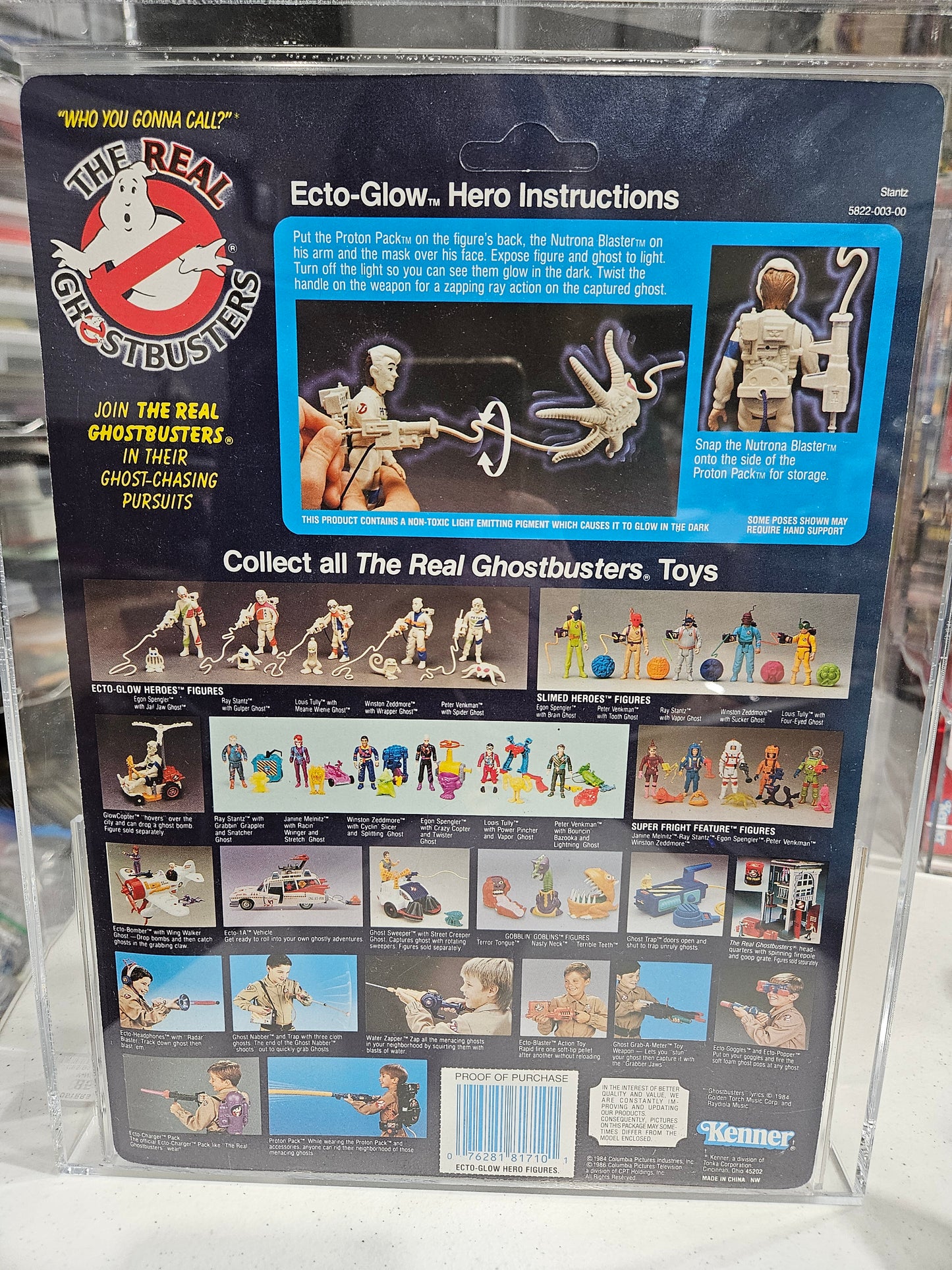 1991 Kenner The Real Ghostbusters Ray Stantz Ecto-Glow AFA 85 Y-NM+
