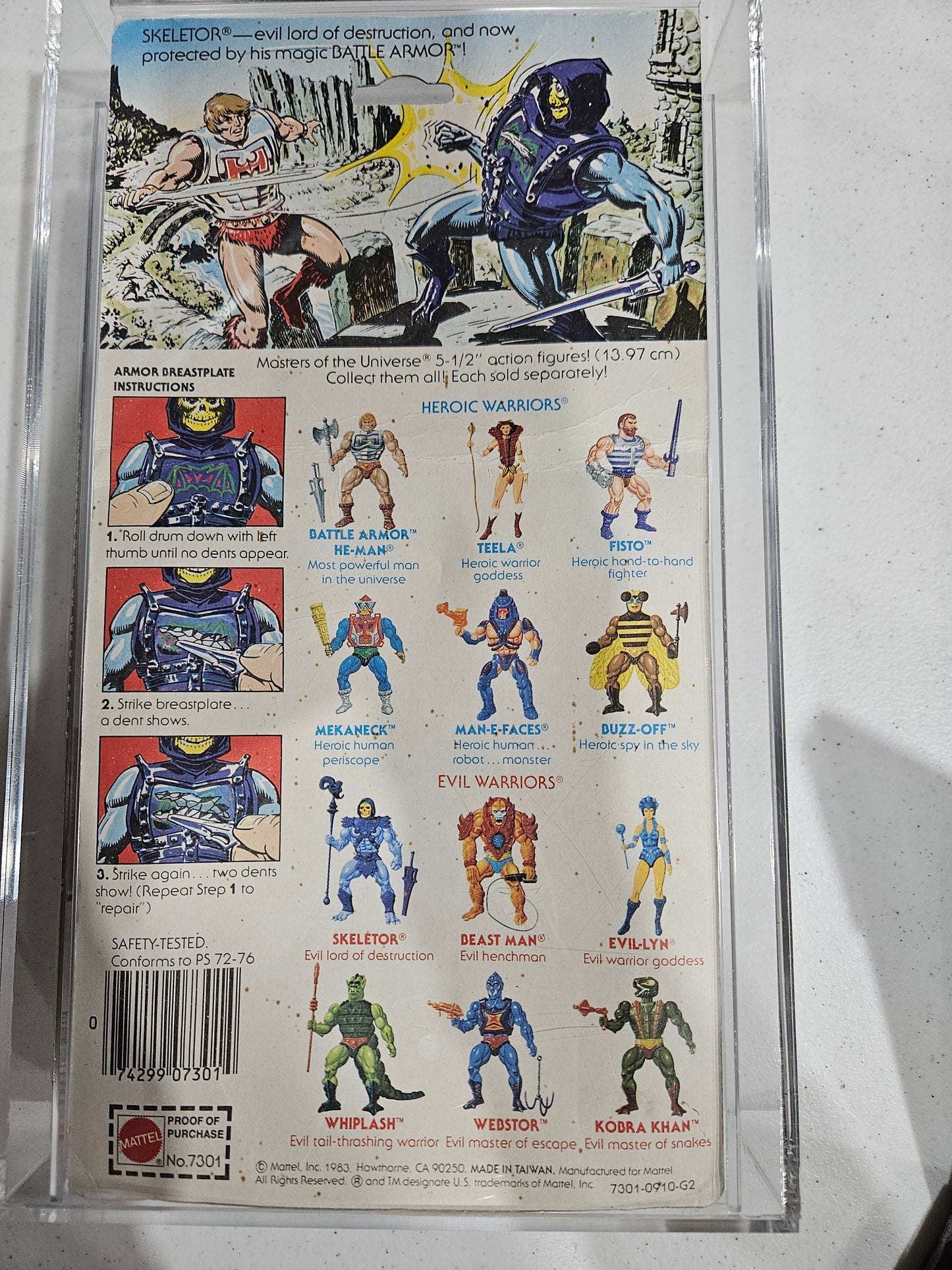 1984 Mattel MOTU Battle Armor Skeletor AFA 50 Y-VG