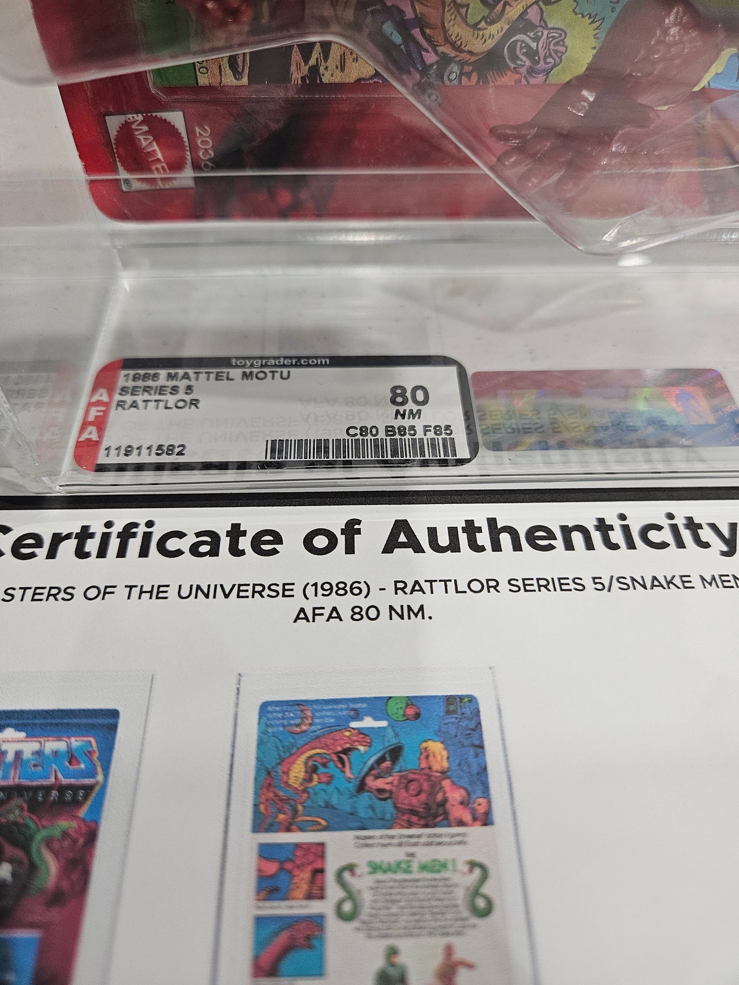 1986 Mattel MOTU Rattlor AFA 80 NM