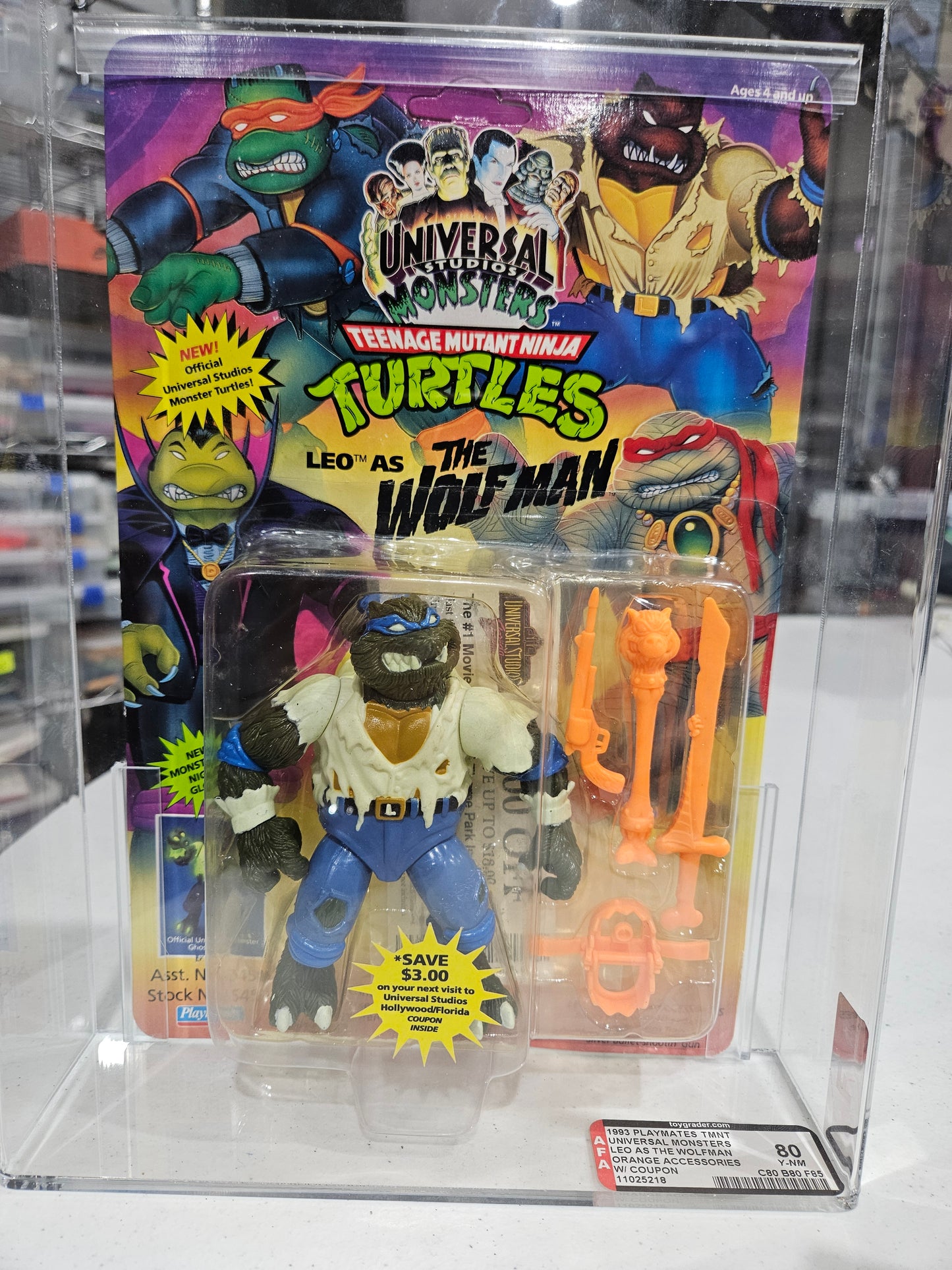 1993 Playmates TMNT Universal Monsters Leo Wolfman AFA 80 Y-NM