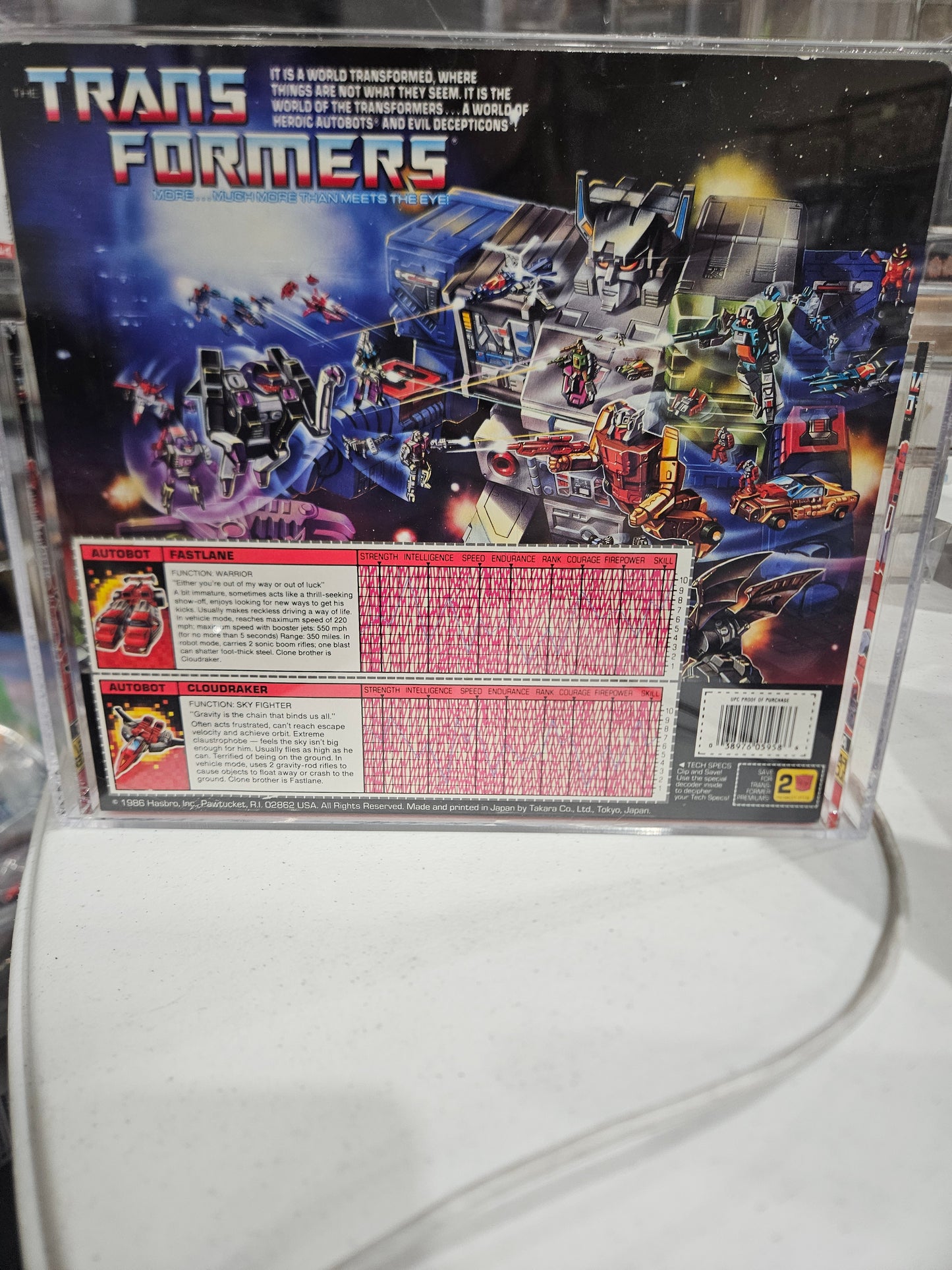 1987 Hasbro Transformers Fastlane Cloudraker AFA 85 Y-NM+