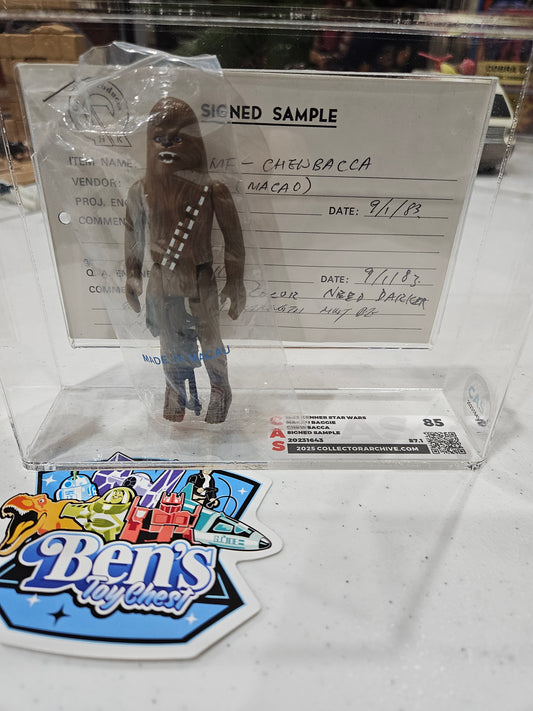 1983 Kenner Star Wars Macau Baggie Chewbacca Signed Sample CAS 85