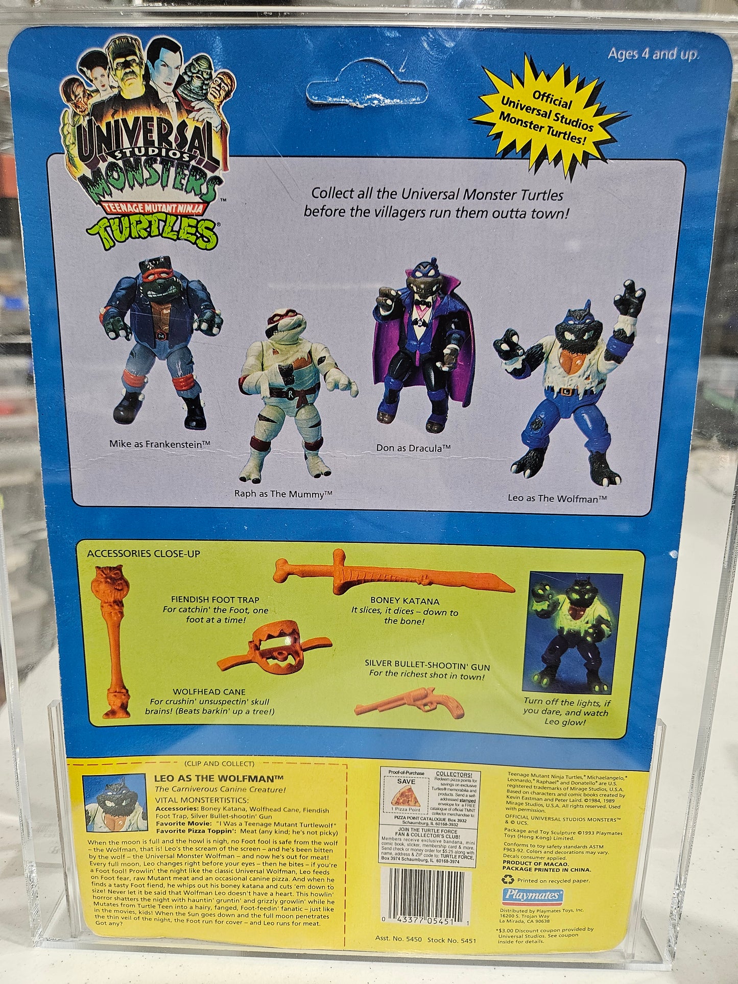 1993 Playmates TMNT Universal Monsters Leo Wolfman AFA 80 Y-NM