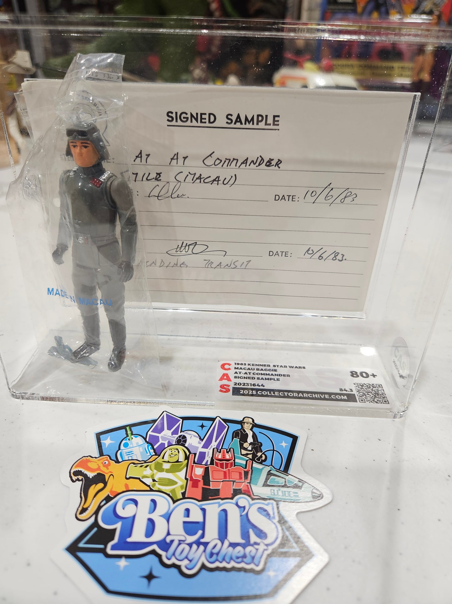 1983 Kenner Star Wars Macau Baggie At-At Commander Signed Sample CAS 80+