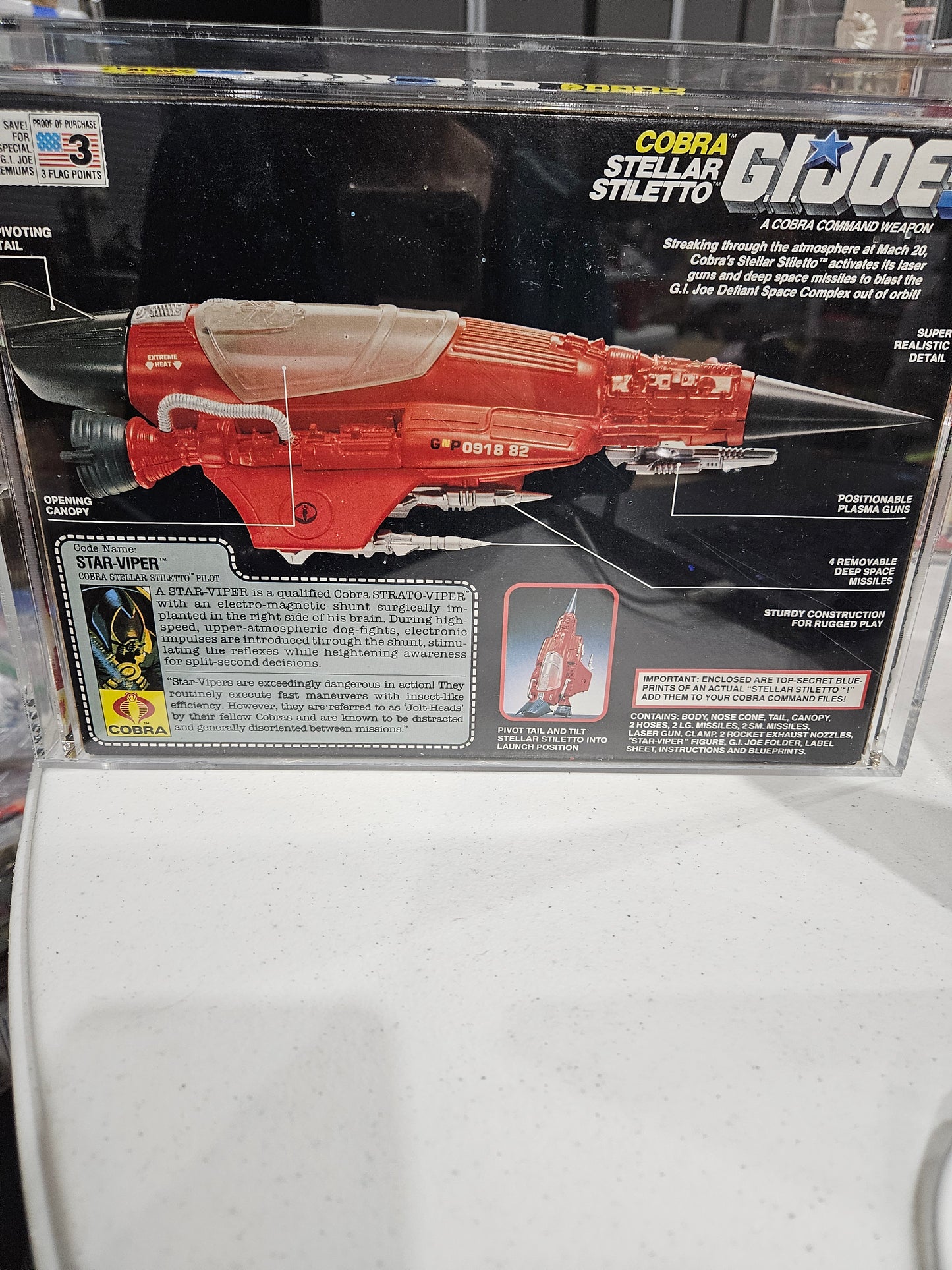 1988 Hasbro GI Joe Cobra Stellar Stiletto AFA 85+ NM+