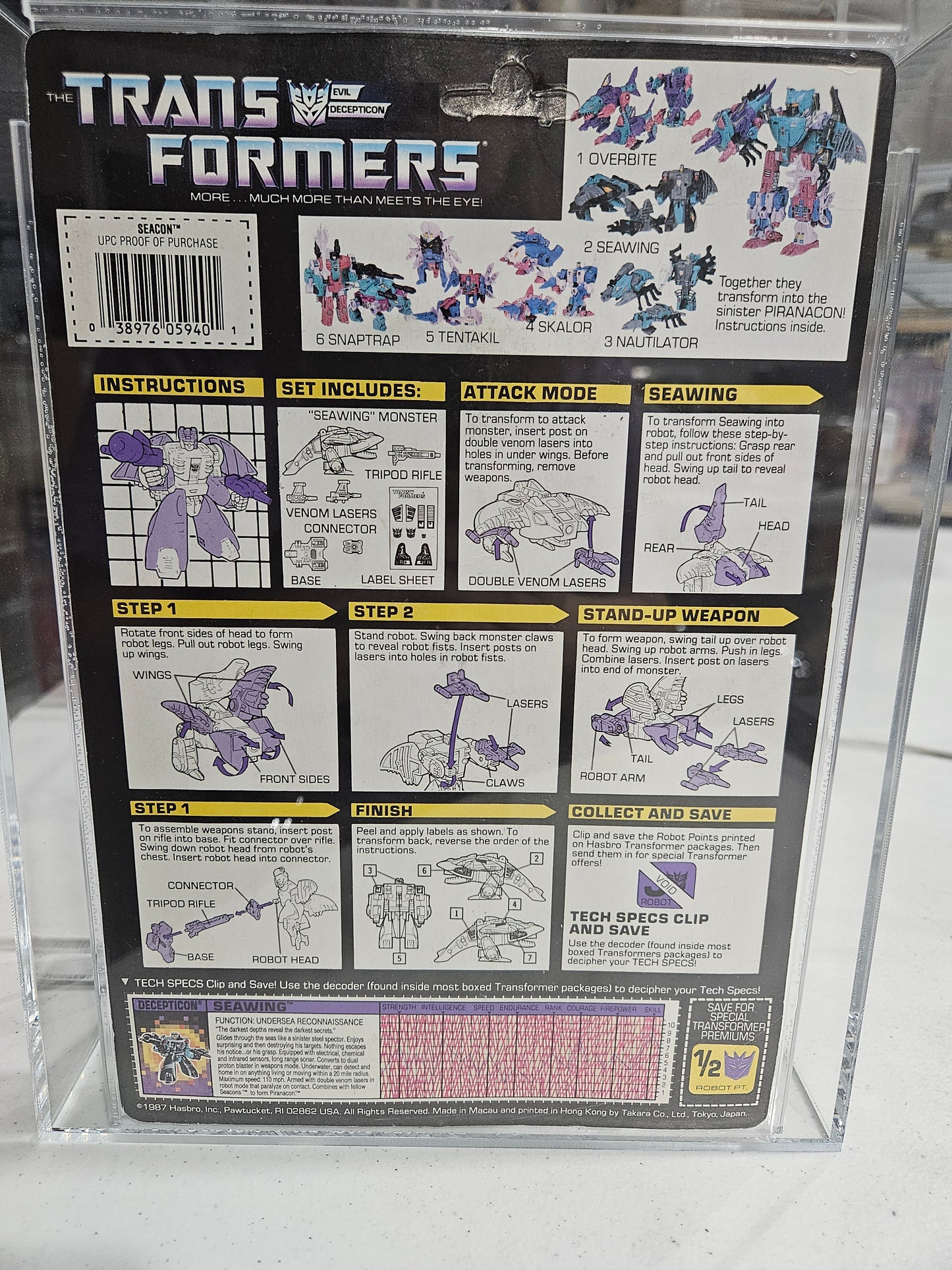 1988 Hasbro Transformers Seawing AFA 75+ EX+/NM