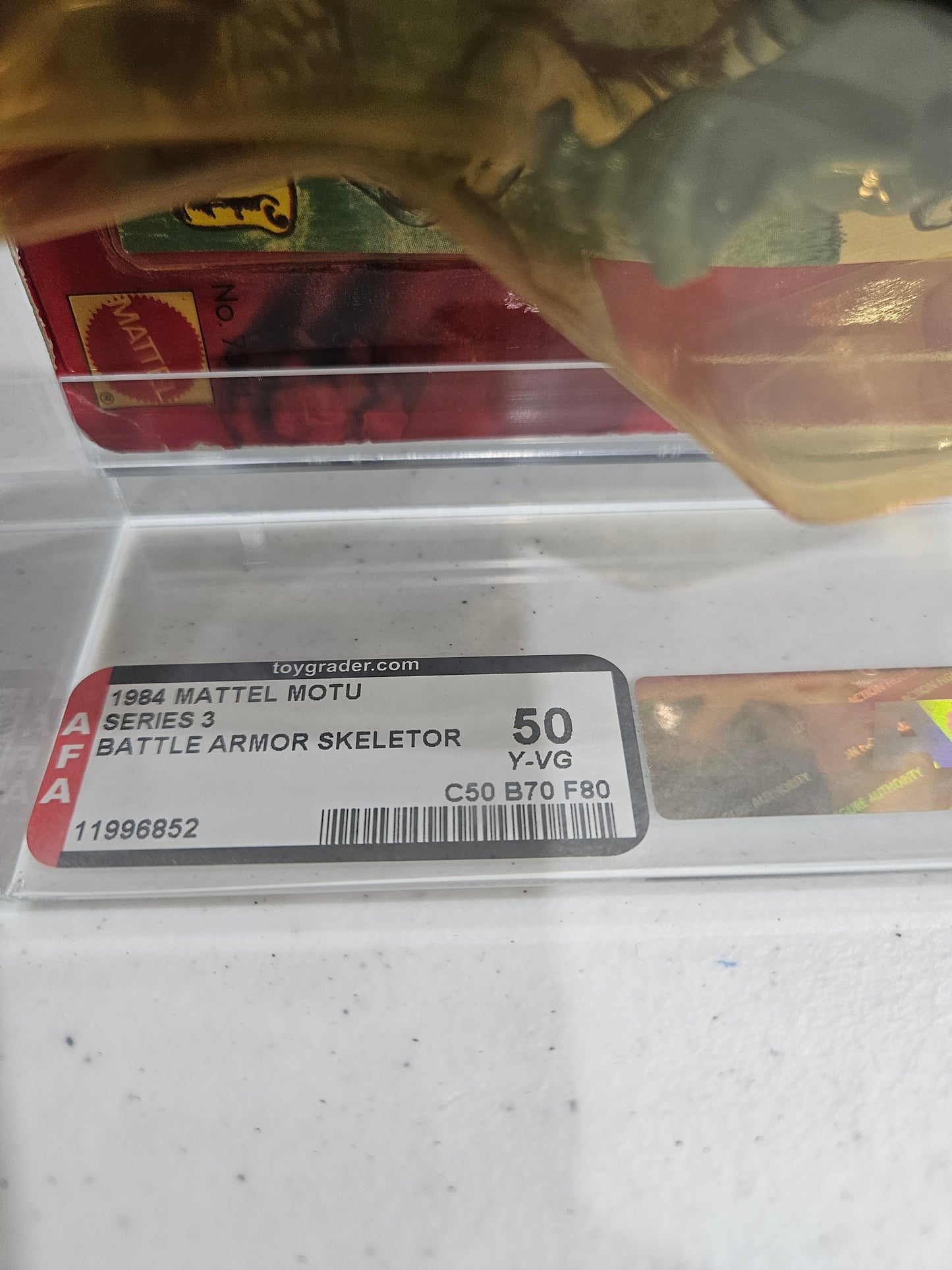 1984 Mattel MOTU Battle Armor Skeletor AFA 50 Y-VG