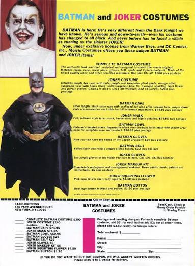 1989 Batman Costume Morris Michael Keaton Incomplete Nice!