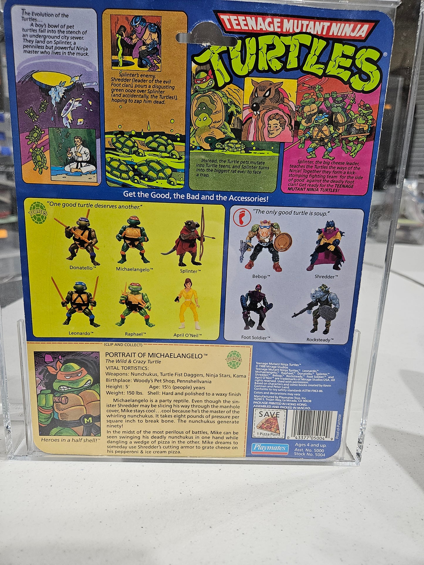 1989 Playmates TMNT Michaelangelo AFA 80+ Y-NM