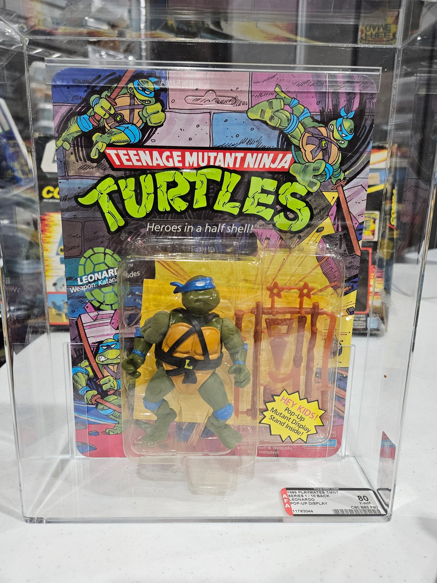 1989 Playmates TMNT Leonardo AFA 80 Y-NM