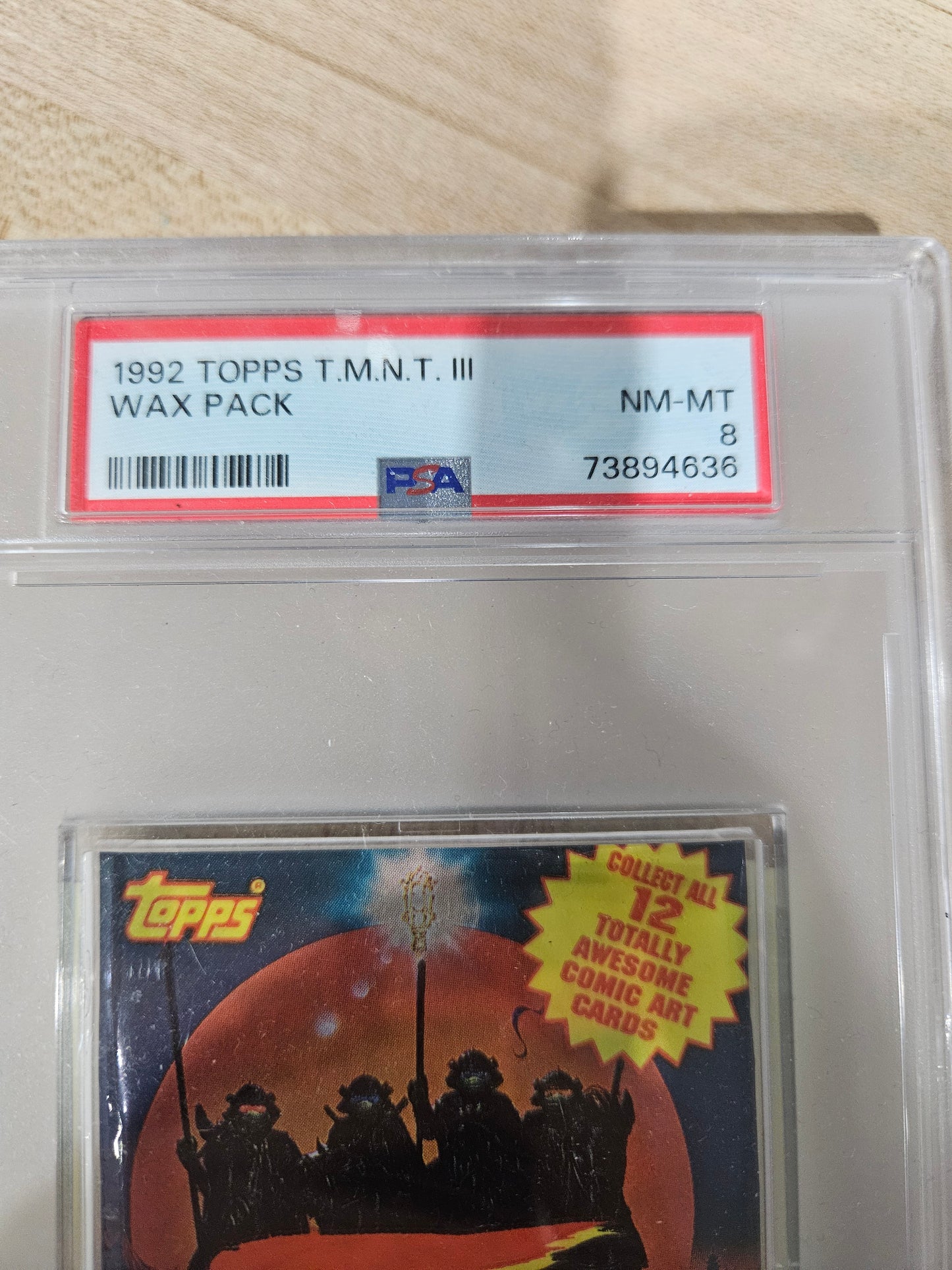 1992 Topps TMNT III Wax Pack PSA 8 NM-MT