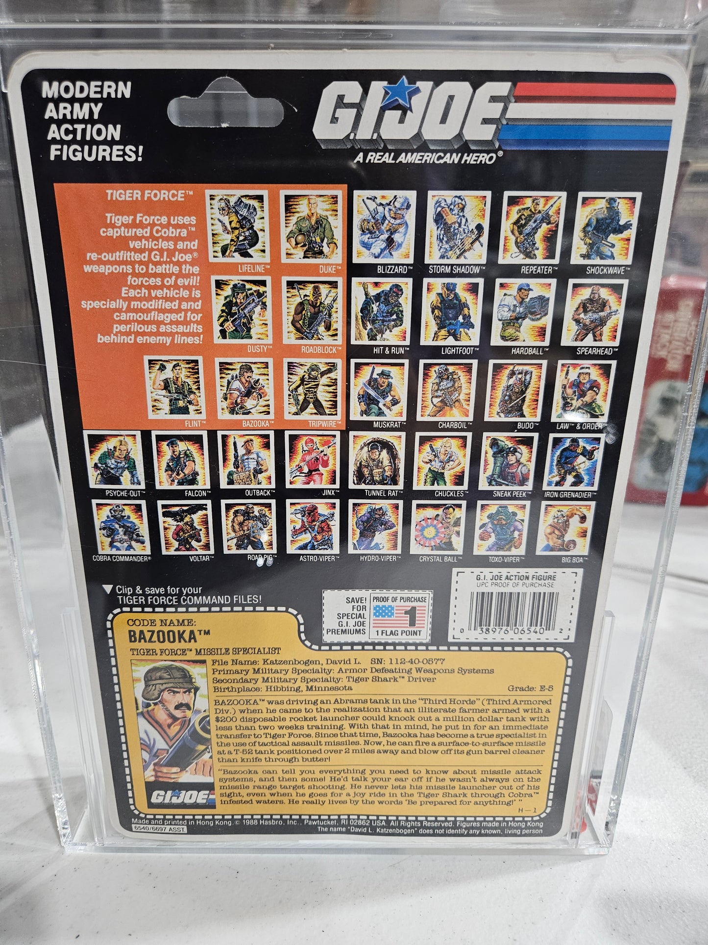 1988 Hasbro GI Joe Bazooka AFA 85 Y-NM+