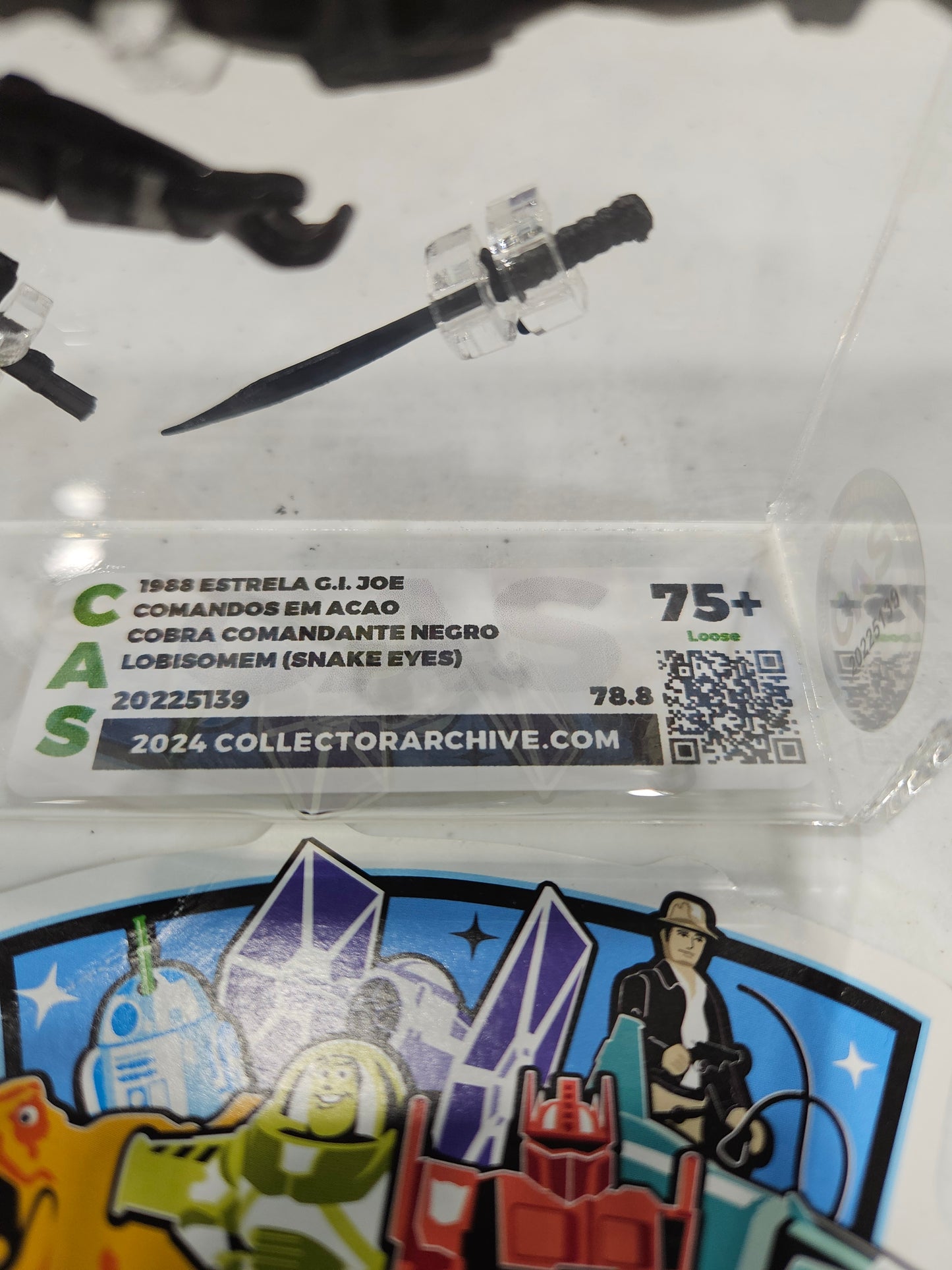 1988 Estrela GI Joe Cobra Comamdante Negro Snake Eyes CAS 75+