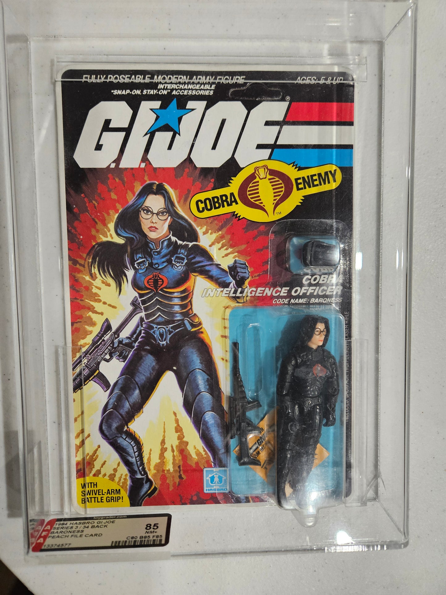 1984 Hasbro GI Joe Baroness Peach Fire Card AFA 85 NM+