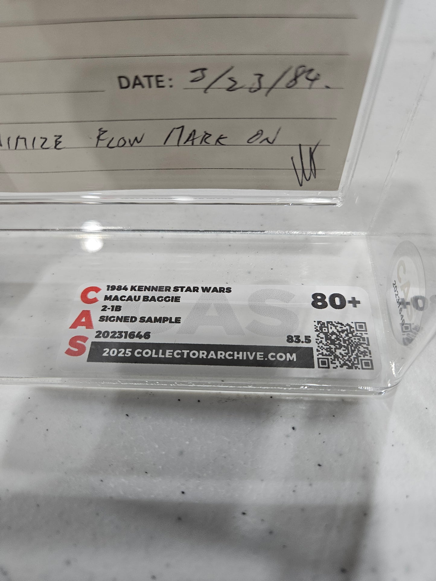 1984 Kenner Star Wars Macau Baggie 2-1B Signed Sample CAS 80+