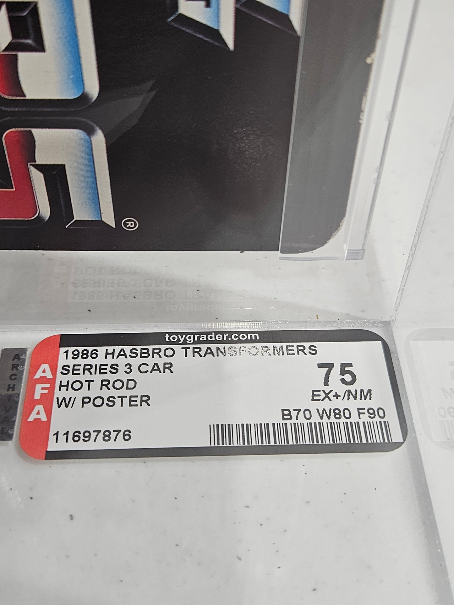 1986 Hasbro Transformers Hot Rod w Poster AFA 75 EX+/NM