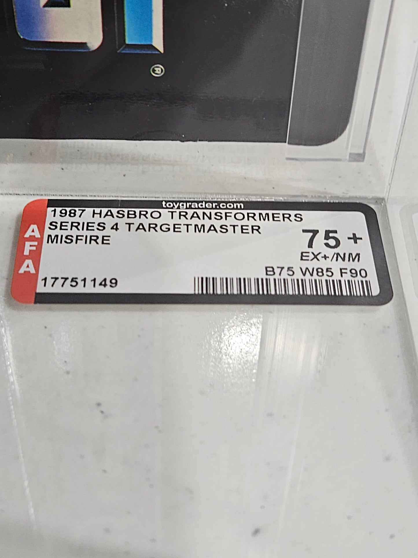 1987 Hsbro Transformers Misfire AFA 75+ EX+/NM