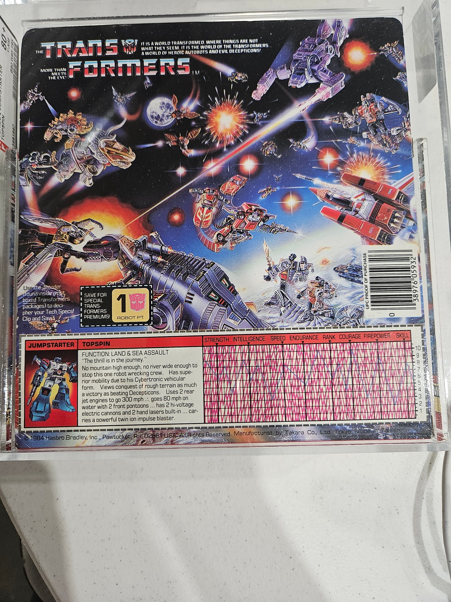 1985 Hasbro Transformers Topspin AFA 80+ Y-NM